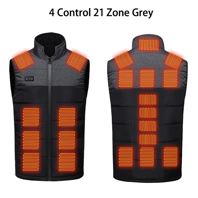 11/15 Areas Heated Vest for Men Motorcycle USB Electric Heating Clothes Couple Winter Electrically Heated Thermal Waistcoat