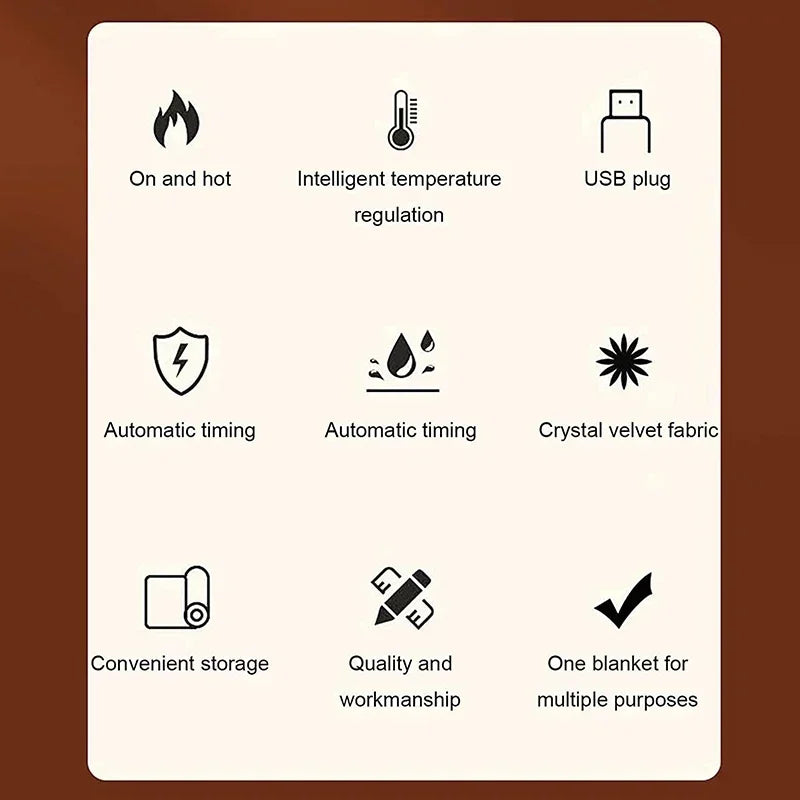 Multifunctional Electric Blanket USB Winter Shawl Blanket 3 Adjustable Fast Heating Blanket with Pocket Washable Warm Blanket