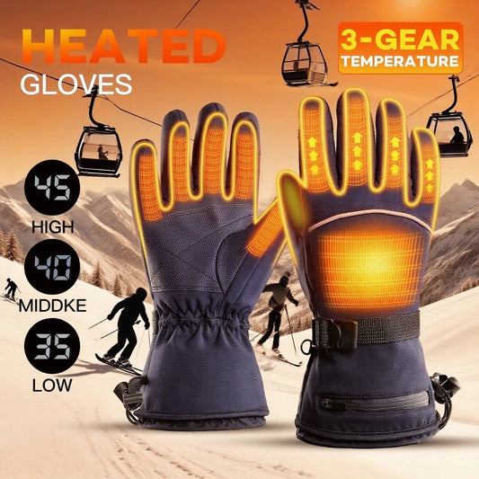 Electric Heated Gloves Motorcycle Winter Moto Heated Gloves Warm Waterproof Rechargeable Heating Thermal Gloves For Snowmobile