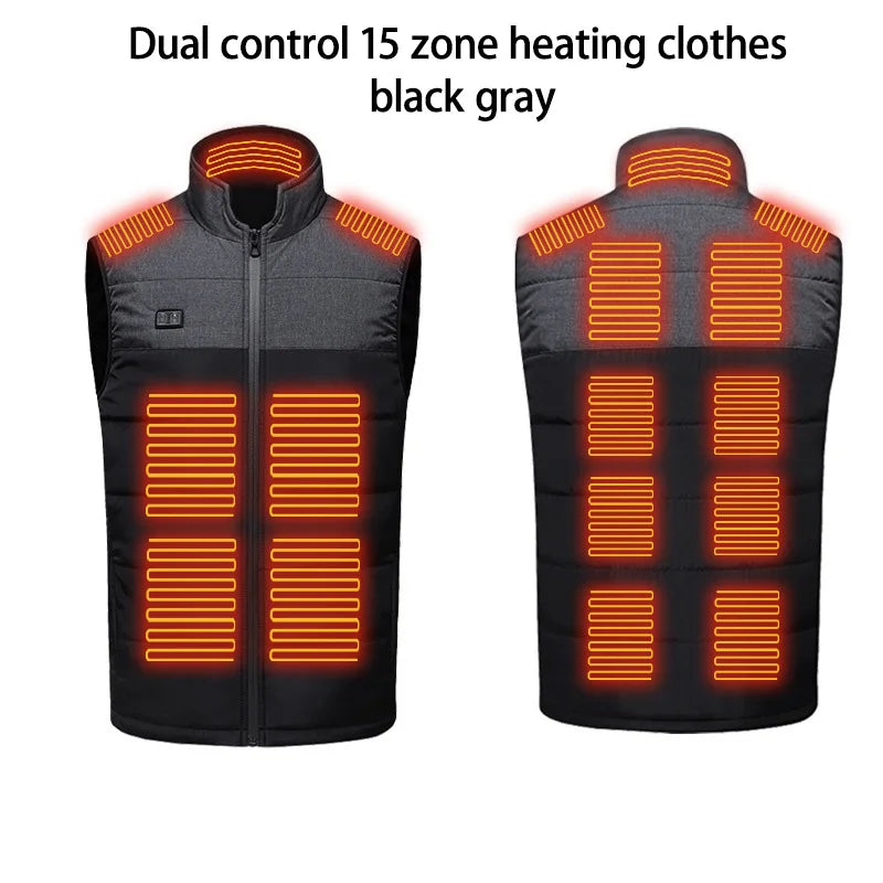 11/15 Areas Heated Vest for Men Motorcycle USB Electric Heating Clothes Couple Winter Electrically Heated Thermal Waistcoat