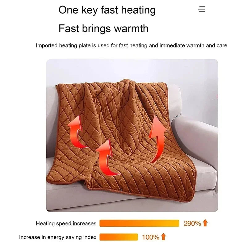 Multifunctional Electric Blanket USB Winter Shawl Blanket 3 Adjustable Fast Heating Blanket with Pocket Washable Warm Blanket