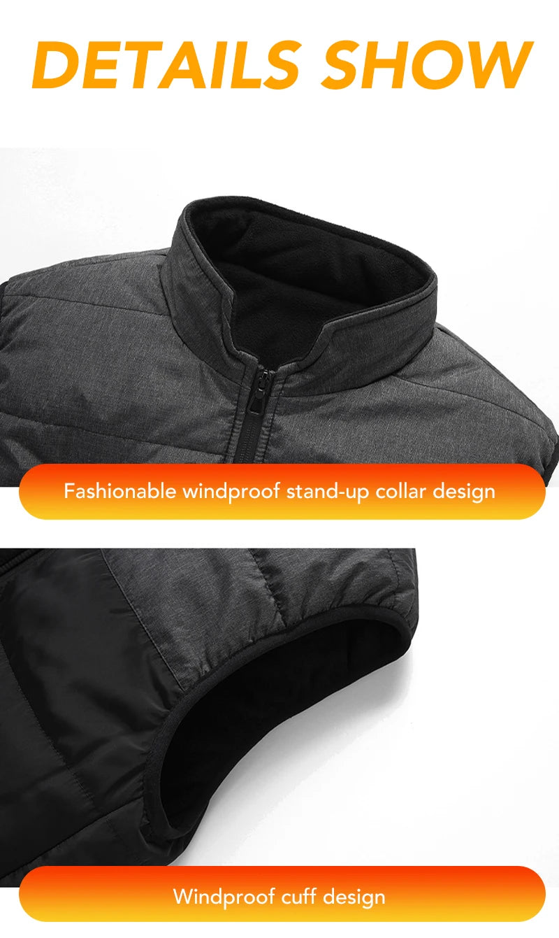 11/15 Areas Heated Vest for Men Motorcycle USB Electric Heating Clothes Couple Winter Electrically Heated Thermal Waistcoat
