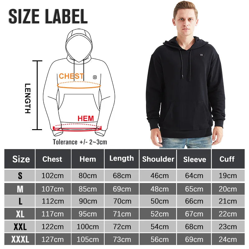 Men's Winter USB Heating  jacket Heated Hoodie Anime Hoodies Winter Men jackets streetwear Heated  Hoodies Sweatshirt Clothes