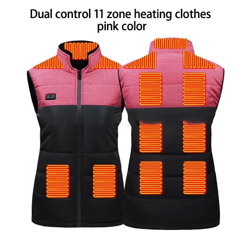11/15 Areas Heated Vest for Men Motorcycle USB Electric Heating Clothes Couple Winter Electrically Heated Thermal Waistcoat