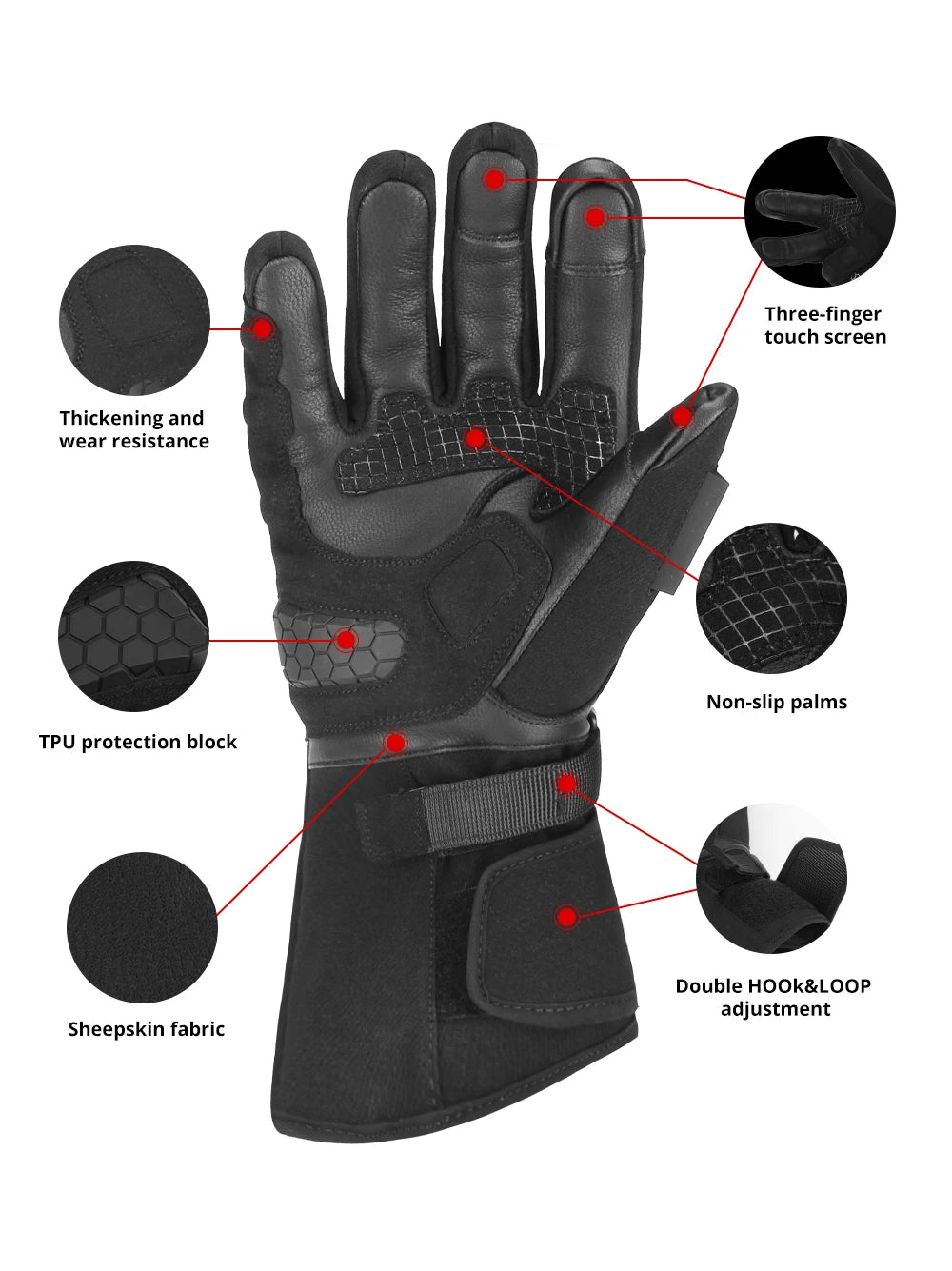 Heated Gloves Electric Ski Winter Warm Support Touch Screen Glove Men Women SnowboardingThermal Skiing Liner for Outdoor