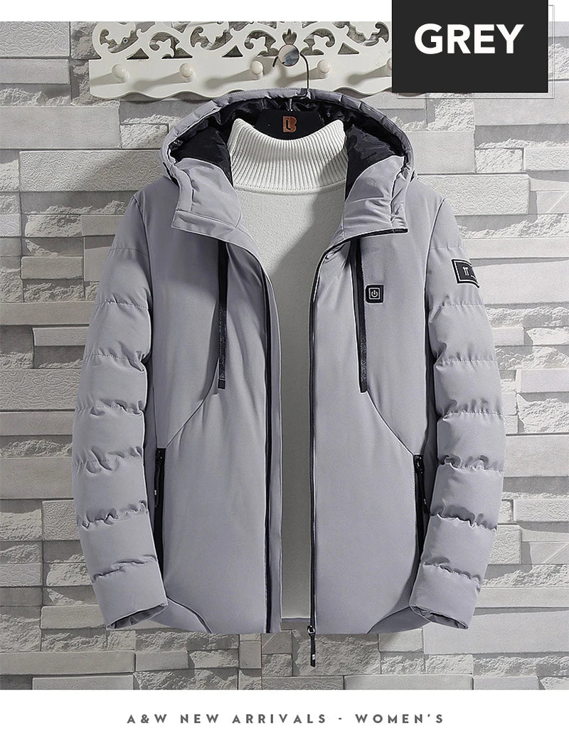 4 Areas Heated Jackets for Men Outdoor Sports Smart USB Charging Heating Outerwear Winter Electric Thermal Warm Cotton Jacket