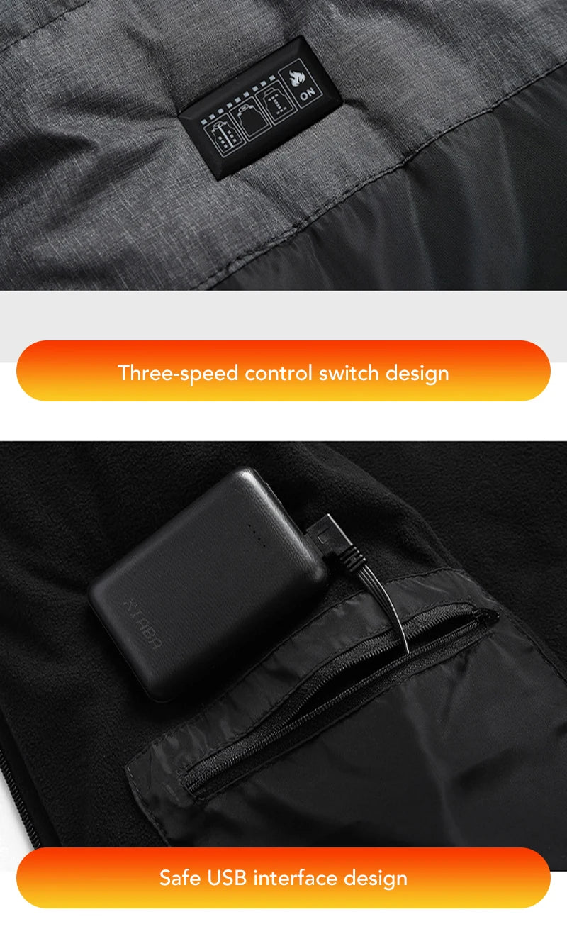 11/15 Areas Heated Vest for Men Motorcycle USB Electric Heating Clothes Couple Winter Electrically Heated Thermal Waistcoat