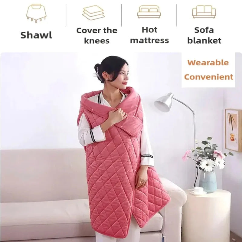 Multifunctional Electric Blanket USB Winter Shawl Blanket 3 Adjustable Fast Heating Blanket with Pocket Washable Warm Blanket