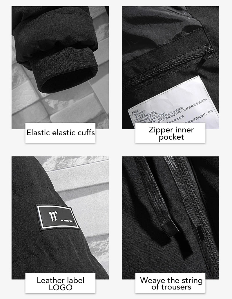 4 Areas Heated Jackets for Men Outdoor Sports Smart USB Charging Heating Outerwear Winter Electric Thermal Warm Cotton Jacket