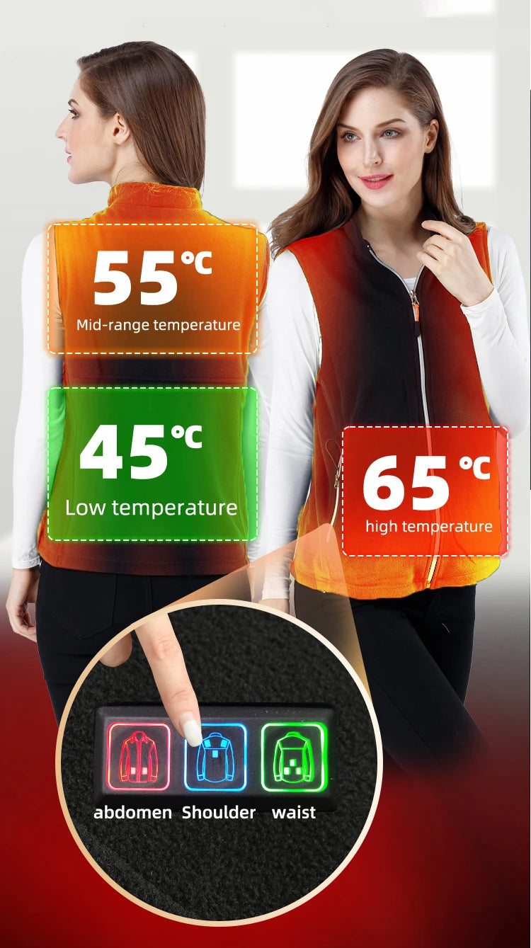 Women Heated Vest Warmer Heating Jacket Heated USB Battery Powered Women's Warm Vest Thermal Winter Clothing