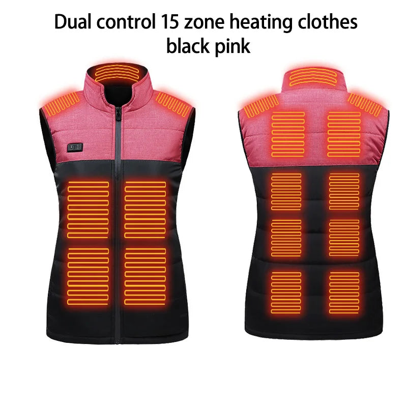 11/15 Areas Heated Vest for Men Motorcycle USB Electric Heating Clothes Couple Winter Electrically Heated Thermal Waistcoat