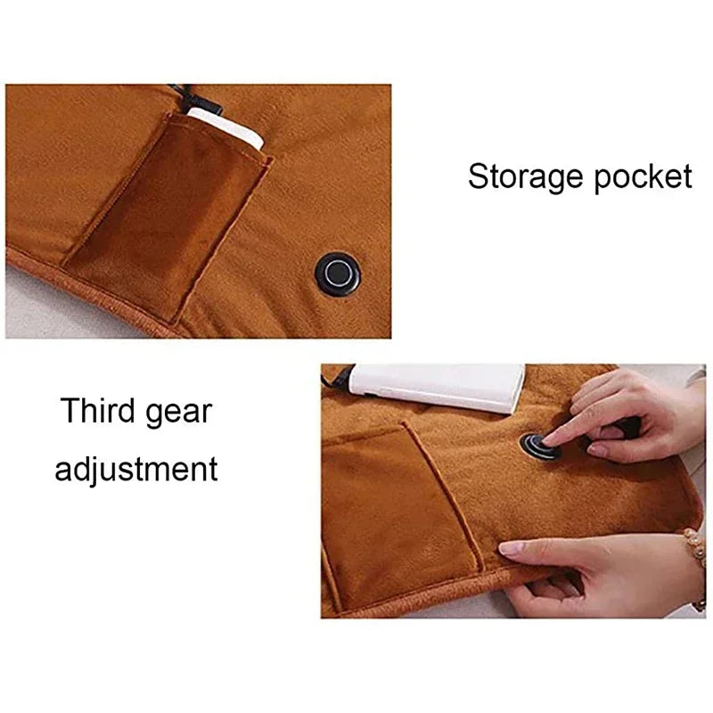 Multifunctional Electric Blanket USB Winter Shawl Blanket 3 Adjustable Fast Heating Blanket with Pocket Washable Warm Blanket