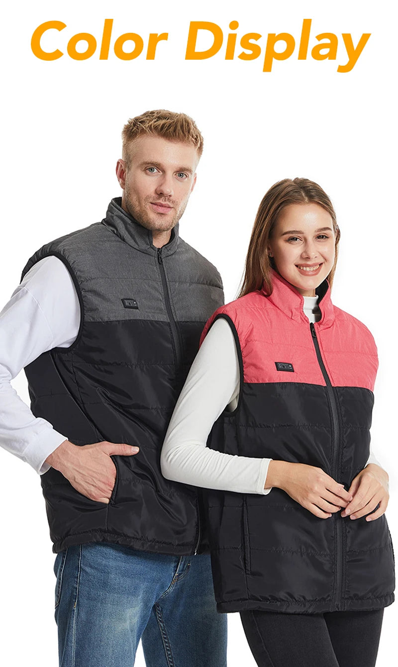 11/15 Areas Heated Vest for Men Motorcycle USB Electric Heating Clothes Couple Winter Electrically Heated Thermal Waistcoat
