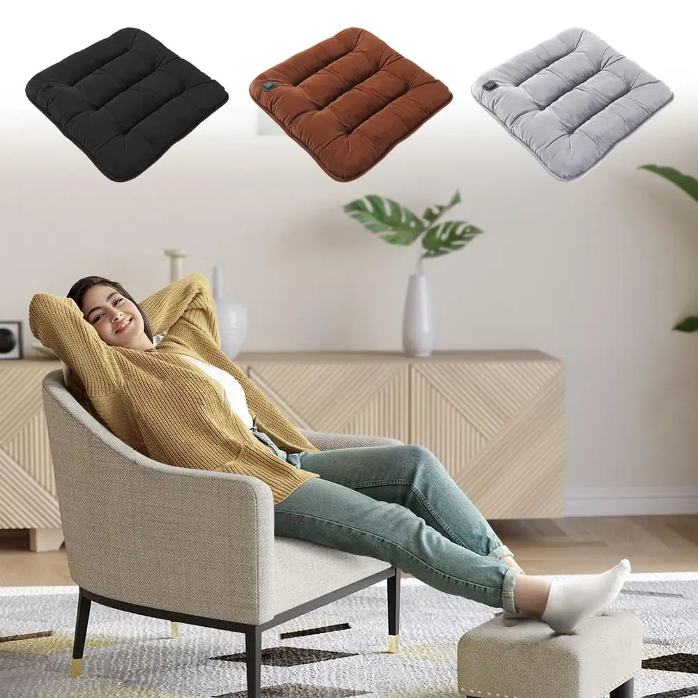 Heated Seat Cushion USB Electric Warming Pad 43x41cm Three Temperature Settings Home Office Chair Mat Winter Heating Solution