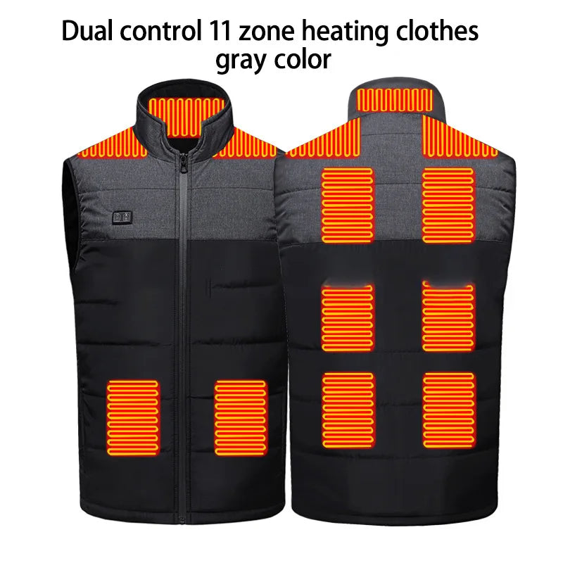 11/15 Areas Heated Vest for Men Motorcycle USB Electric Heating Clothes Couple Winter Electrically Heated Thermal Waistcoat