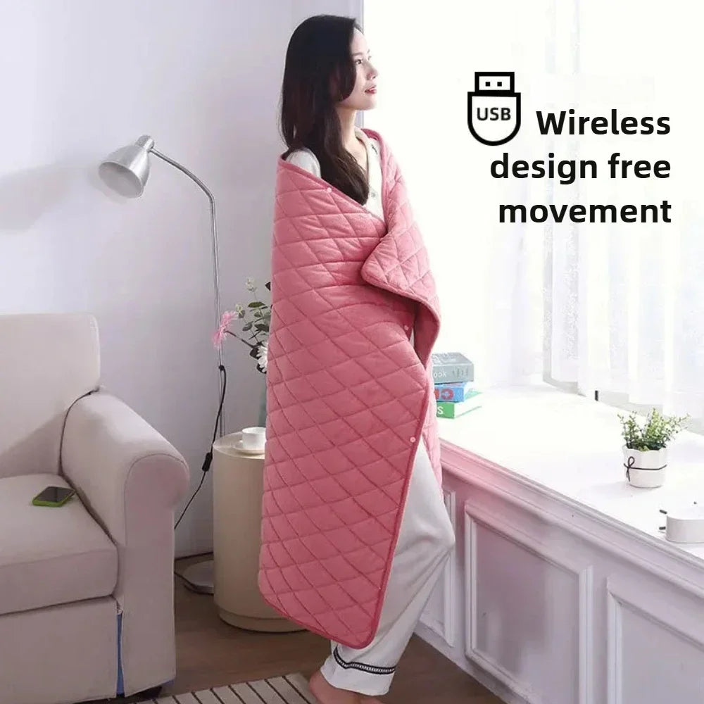 Multifunctional Electric Blanket USB Winter Shawl Blanket 3 Adjustable Fast Heating Blanket with Pocket Washable Warm Blanket