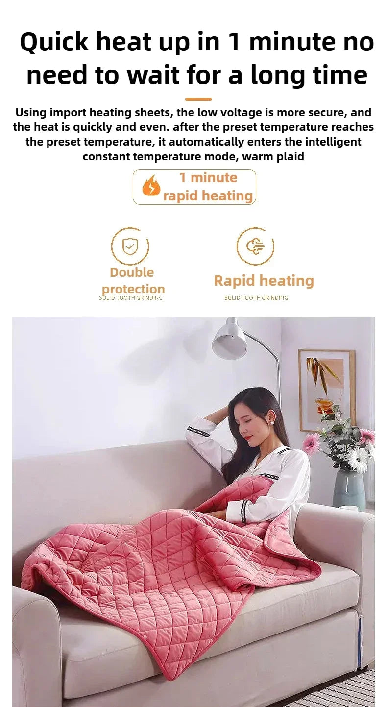 Multifunctional Electric Blanket USB Winter Shawl Blanket 3 Adjustable Fast Heating Blanket with Pocket Washable Warm Blanket
