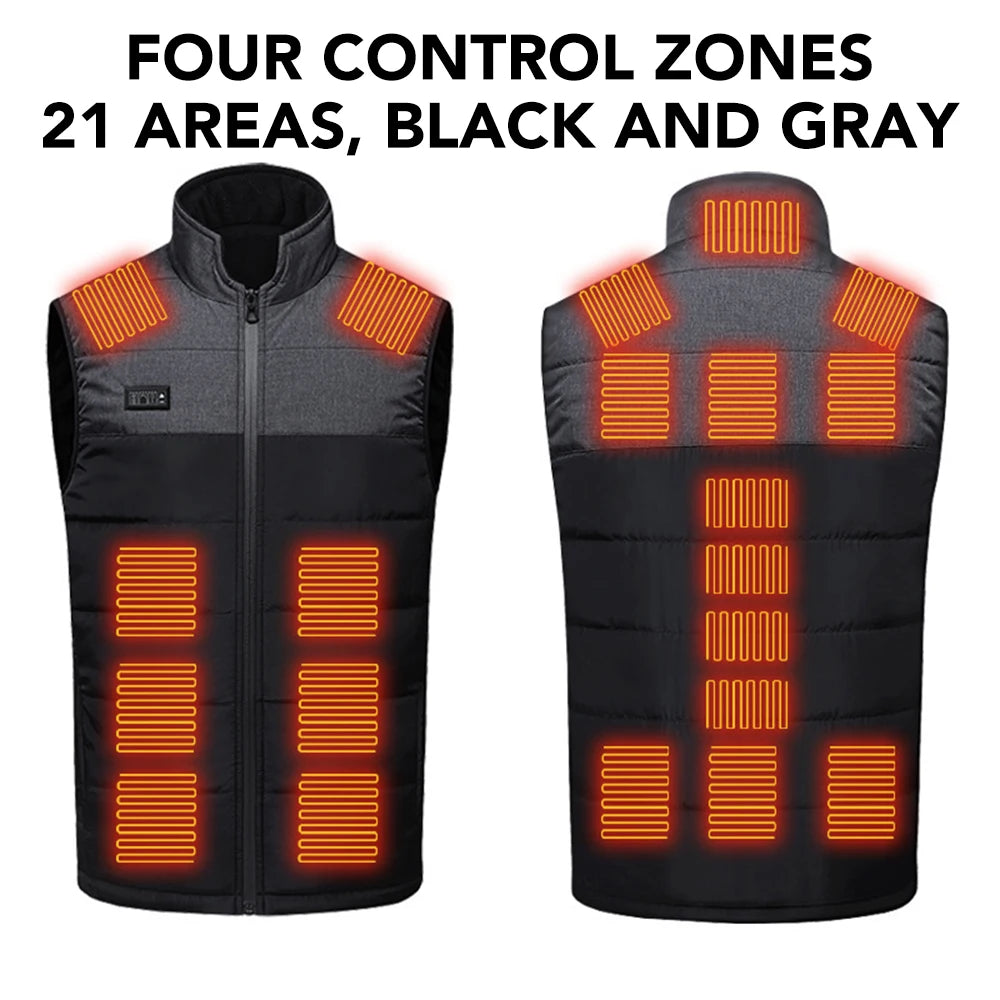 11/15 Areas Heated Vest for Men Motorcycle USB Electric Heating Clothes Couple Winter Electrically Heated Thermal Waistcoat