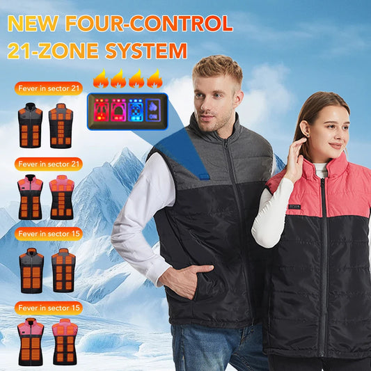 11/15 Areas Heated Vest for Men Motorcycle USB Electric Heating Clothes Couple Winter Electrically Heated Thermal Waistcoat