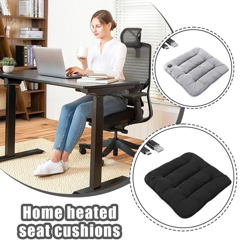 Heated Seat Cushion USB Electric Warming Pad 43x41cm Three Temperature Settings Home Office Chair Mat Winter Heating Solution