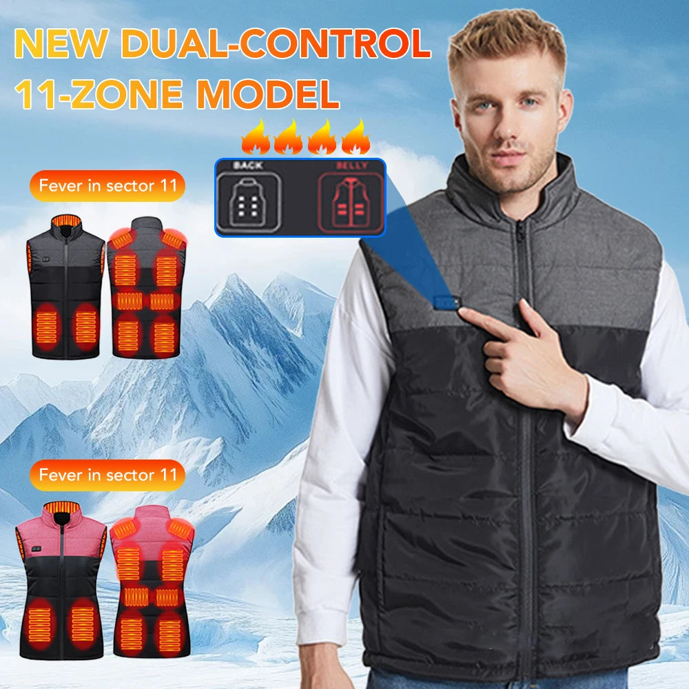 11/15 Areas Heated Vest for Men Motorcycle USB Electric Heating Clothes Couple Winter Electrically Heated Thermal Waistcoat