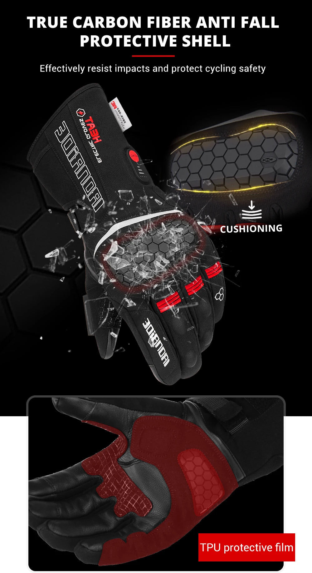 Heated Gloves Electric Ski Winter Warm Support Touch Screen Glove Men Women SnowboardingThermal Skiing Liner for Outdoor