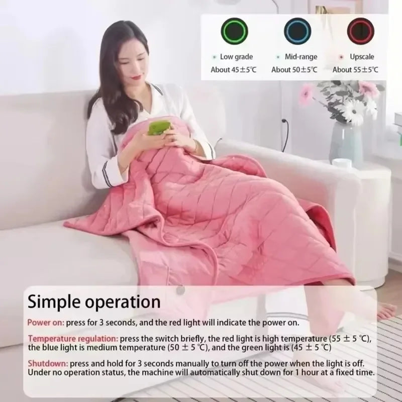 Multifunctional Electric Blanket USB Winter Shawl Blanket 3 Adjustable Fast Heating Blanket with Pocket Washable Warm Blanket