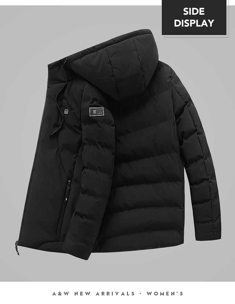 4 Areas Heated Jackets for Men Outdoor Sports Smart USB Charging Heating Outerwear Winter Electric Thermal Warm Cotton Jacket