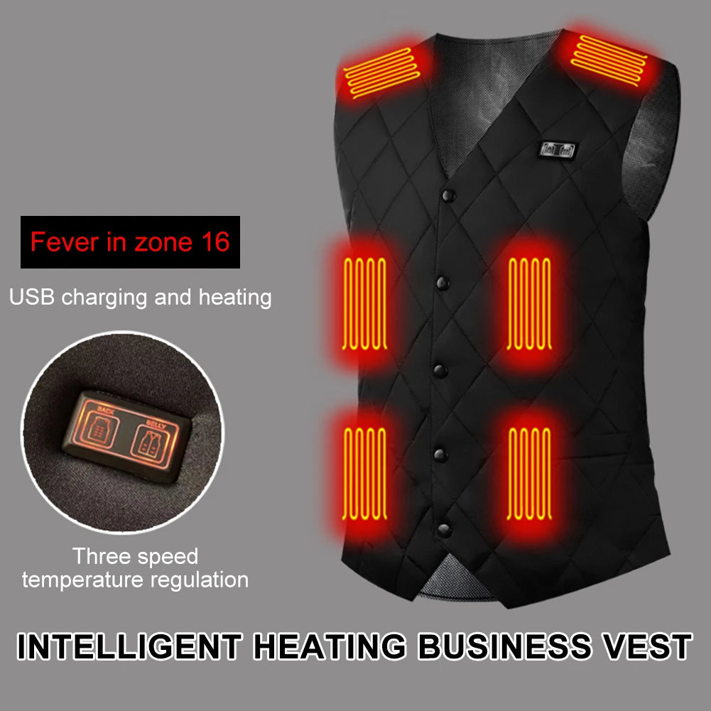 16 Areas Heated Vest Jacket Electric Heating Clothing 3 Gears Thermal Vest Women Men Electric Heating Vest for Camping Hiking