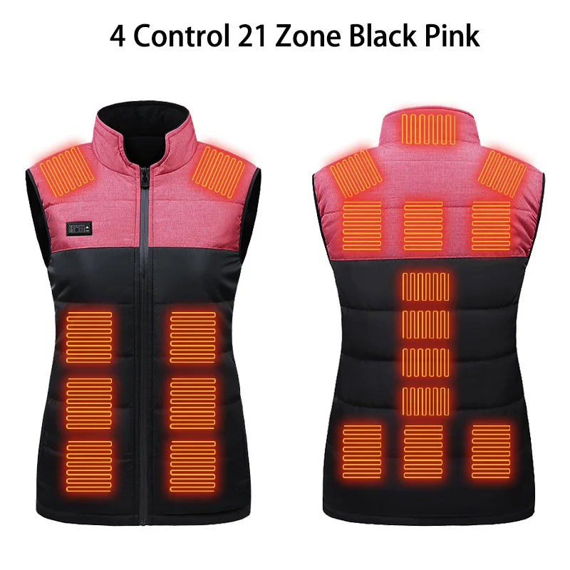 11/15 Areas Heated Vest for Men Motorcycle USB Electric Heating Clothes Couple Winter Electrically Heated Thermal Waistcoat