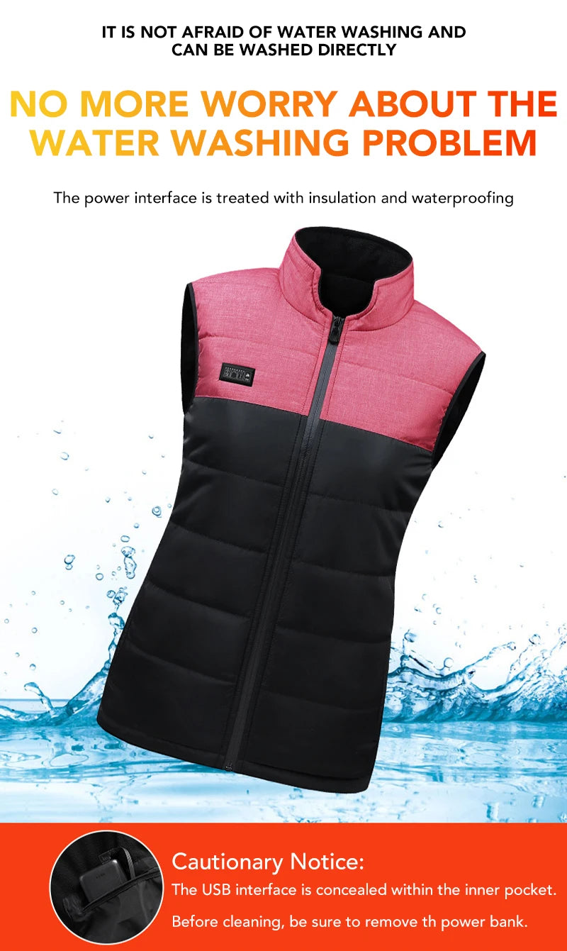 11/15 Areas Heated Vest for Men Motorcycle USB Electric Heating Clothes Couple Winter Electrically Heated Thermal Waistcoat